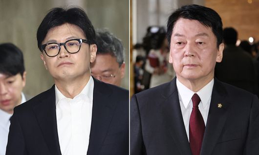 안철수 의원(우)과 한동훈 전 국민의힘 대표. <연합뉴스>