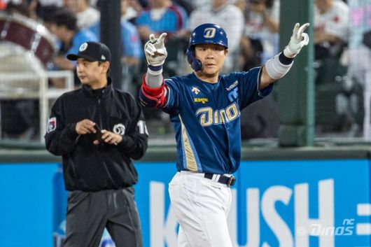 11일 두산 더블헤더 2차전에서 결승타를 때려낸 박세혁. 사진=NC 제공