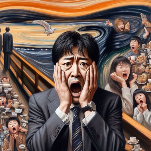 Bing 코파일럿에게 5월을 맞아 무지막지한 기념일 지출에 경악하는 40대 가장의 모습을 뭉크의 ‘절규’ 느낌으로 그려달라고 부탁했다. 무섭다.