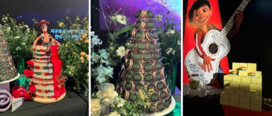 토이스토리를 테마로 특별 제작한 케이크와 마카롱 / 사진=홍지연 여행+ 기자