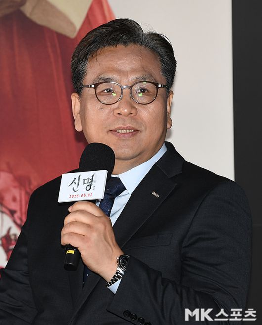 29일 오전 서울 용산구 CGV 용산에서 영화 ‘신명’의 제작보고회가 개최됐다. 자리에는 배우 김규리, 안내상, 주성환, 김남균 감독, 정천수 프로듀서가 참석했다. / 사진 = 천정환 기자