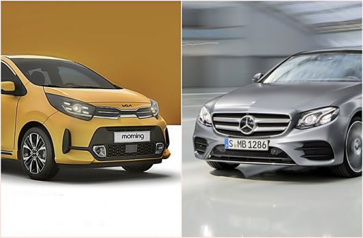 중고차 시장에서 각각 국산차와 수입차 판매 1위를 기록한 기아 모닝(왼쪽)과 벤츠 E클래스 [사진출처=기아, 벤츠]