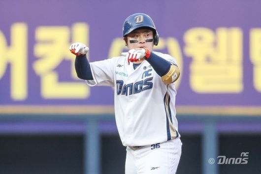 1일 창원 한화전에서 적시타를 친 권희동. 사진=NC 제공