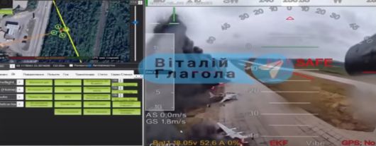 지난 1일(현지시간) 우크라이나군 드론이 러시아 공군기지 내 항공기를 타격하는 장면. <이미지=우크라이나 정부 소셜미디어>