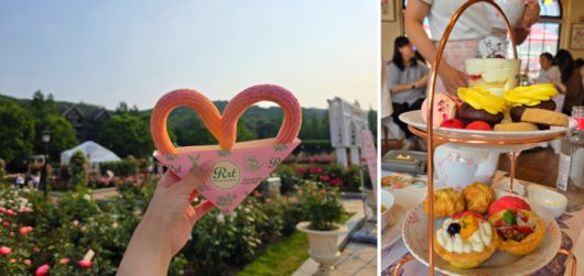 에버랜드 로로티 개장과 함께 출시한 하트 추로스와 애프터눈티 / 사진=김혜성 여행+ 기자