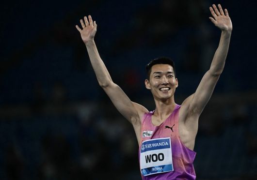 로마 다이아몬드리그에서 우승한 우상혁. 사진(AFP)=연합뉴스