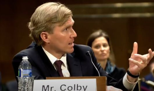 지난 3월 미 의회 인사청문회에서 발언하는 엘브리지 콜비 차관. <영상캡처-CSPAN>