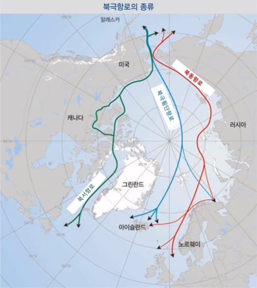 북극횡단항로 경로. <자료=문대림 의원실>