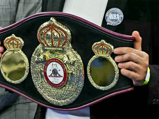 2025년 6월 세계복싱협회 여자 플라이급 골드타이틀매치 시작 전 이탈리아 노바라 ‘팔라이고르 고르곤촐라’ 4000여 관중에게 공개된 챔피언 벨트. 사진=이탈리아복싱연맹(Federazione Pugilistica Italiana) 영상 화면