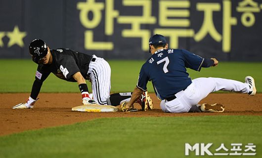 17일 잠실 NC전에서 KBO리그 최초 12년 연속 20도루를 성공시킨 박해민. 사진(잠실 서울)=천정환 기자