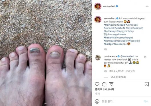 토마스 뮐러의 발. [사진 = 인스타그램]