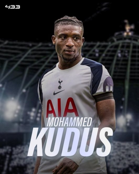 웨스트햄의 그레이엄 포터 감독은 현재 영입 자금을 마련하기 위한 방법으로 쿠두스 매각을 고려하고 있다. 쿠두스 역시 토트넘 이적에 열려 있는 상황이기에 조건만 잘 맞는다면 충분히 가능한 일이다. 사진=433 SNS