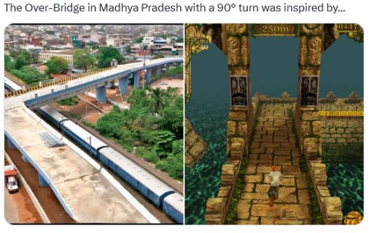 90도 커브 고가도로는 템플런에서 영감을 받은 것 같다며 고가도로가 게임처럼 비현실적이고 위험하게 만들었다는 조롱. [사진 = X]