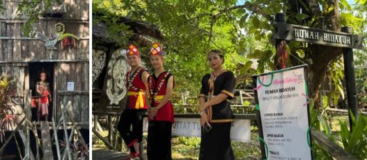 사라왁 문화 마을에서 만난 전통 의상을 입고 있는 부족민들 / 사진=홍지연 여행+ 기자