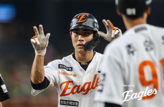 8일 대전 KIA전에서 맹타를 휘두른 심우준. 사진=한화 제공