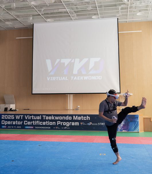 태권도원 평원관 버추얼 태권도 경기 기술 활용 및 경기 운영 실습. 사진=태권도진흥재단