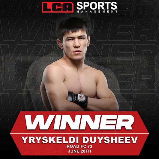 미국 노스캐롤라이나주 그린빌 LCA Sports Management가 2025년 6월 제작한 이리스켈디 두이셰예프 로드FC 73 승리 및 종합격투기 데뷔 12연승 축하 이미지. 사진@lcasportsmanagement