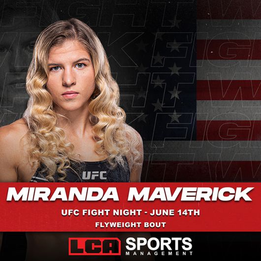 미국 노스캐롤라이나주 그린빌 LCA Sports Management는 2025년 6월 출전한 UFC 여자 플라이급 공식랭킹 12위 출신 미란다 매버릭을 관리하고 있다. 사진@lcasportsmanagement