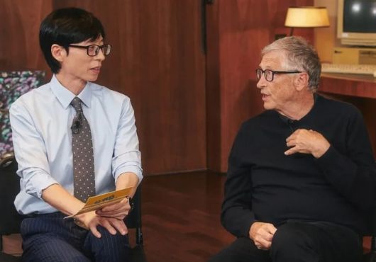 유퀴즈 온 더 블럭에 출연한 빌 게이츠(오른쪽). tvN 화면 캡처