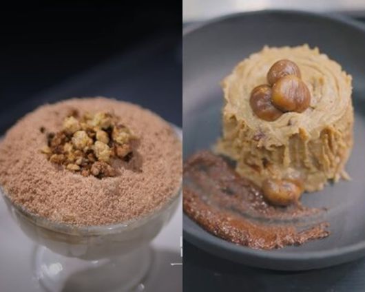 ‘흑백요리사’ 권성준 셰프의 밤 티라미수(왼쪽)와 중국 ‘이판펑선’이 따라한 케이크. 사진| 넷플릭스, SNS