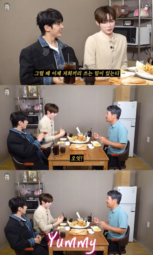 지난 6일 유튜브 채널 ‘꼰대희’는 ‘제로베이스원헌드레드까지 보고 싶은 제베원과 치킨에 와플 한 끼(feat. 매튜, 한빈)’이라는 제목의 영상이 공개됐다. / 사진 = ‘꼰대희’ 캡처