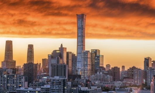 베이징의 CBD 지역. 베이징에서 제일 높은 빌딩인 국무대하 3기 빌딩이 보인다.