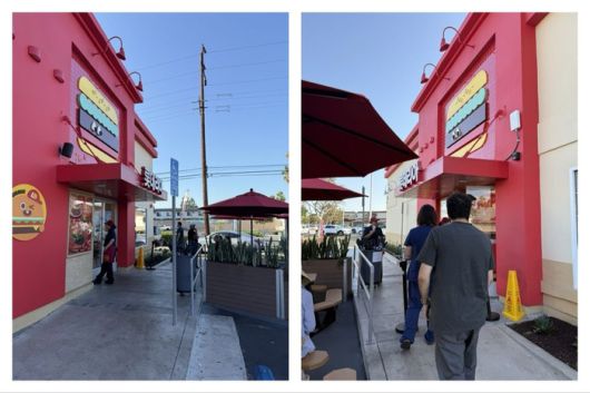 ‘롯데리아 LA점 근황’이라는 제목의 사진이 온라인 커뮤니티에 올라왔다. [사진 = 온라인 커뮤니티 캡처]