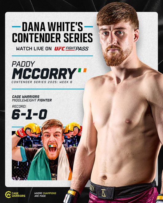 패디 매코리 Contender Series 시즌9 6주차 참가 홍보 이미지. 영국 ‘케이지 워리어스’는 선수층 기준 유럽 3위 및 글로벌 6위 규모 종합격투기 단체다. 사진=Cage Warriors