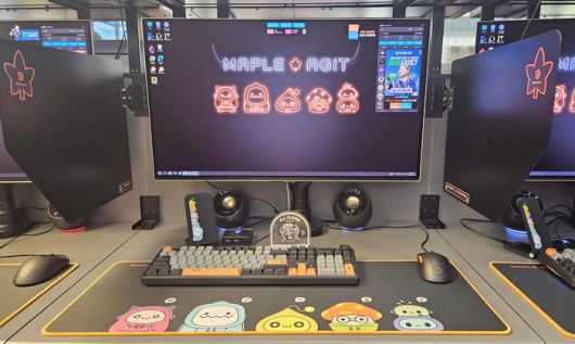 넥슨이 서울 강남구 역삼동에 오픈한 PC방 ‘메이플 아지트’의 게임 공간. [이가람 기자]