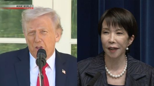 도널드 트럼프 미국 대통령(왼쪽)과 다카이치 사나에 일본 총리 [NHK 월드 재팬]