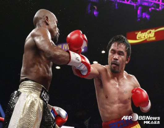 2015년 5월 3일 펼쳐졌던 세기의 대결. 메이웨더와 파퀴아오가 맞붙었던 유일한 경기다. 사진=AFPBBNews=News1