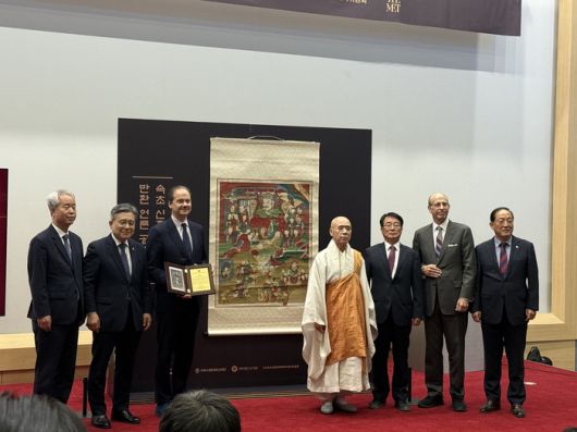 14일 열린 시왕도 언론 반환 공개회. <국외소재문화유산재단>