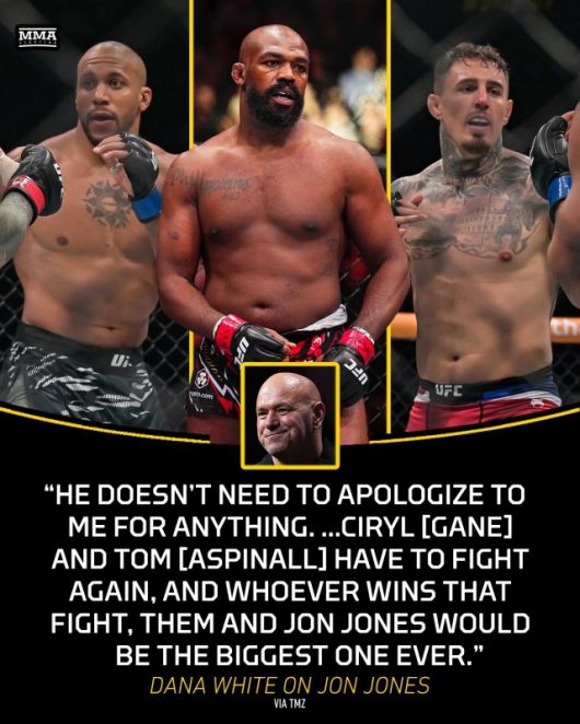 화이트는 “우선 아스피날과 간이 다시 싸워야 한다. 그 경기의 승자가 존스와 만난다면 그건 역대 최대 규모의 경기 중 하나가 될 것이다”라고 밝혔다. 사진=MMA 파이팅 SNS