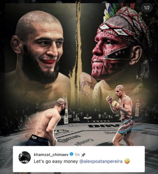 ‘MMA 파이팅’은 “치마에프는 항상 더블 챔피언을 노렸고 UFC 입성 후 웰터급과 미들급을 오가며 경기했다. 이제는 미들급 챔피언이 됐고 페레이라가 라이트헤비급 챔피언 자리를 반납하기 전, 그를 상대로 한 슈퍼파이트를 노리는 모습이다”라고 설명했다. 사진=MMA 파이팅 SNS