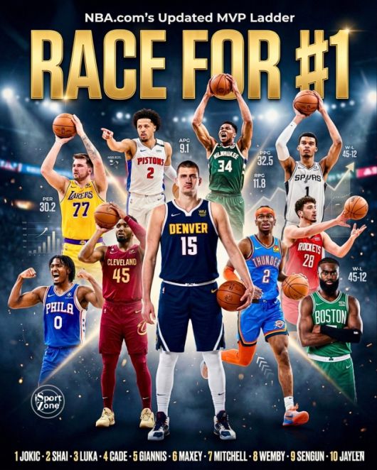 NBA MVP 레이스 경쟁에서 미국 선수는 조금 밀린 상황이다. 사진=아이스포츠존 SNS