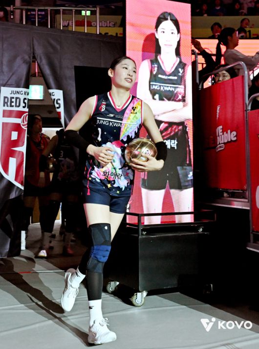 이나연은 원더독스에서 동고동락했던 인쿠시를 응원했다. 사진 제공= KOVO