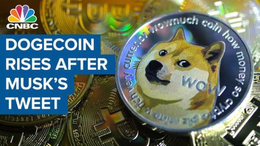 일론 머스크 테슬라 CEO의 트윗으로 도지코인이 폭등했다는 소식을 전한 CNBC 뉴스 화면. [CNBC]
