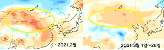 2~3월 고온. 자료 기상청