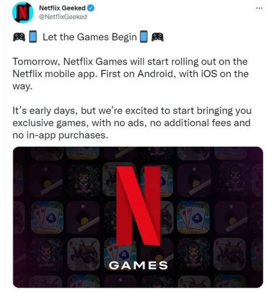 넷플릭스는 2일(현지시간) 첫 모바일 게임을 출시했다. [넷플릭스 트위터 캡처]