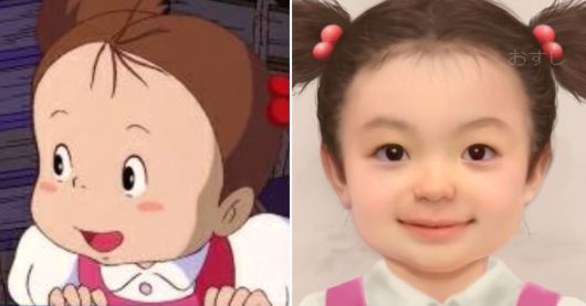 일본 애니메이션 ‘이웃집 토토로’의 주인공 ‘메이’(왼쪽)가 사람의 형상으로 구현된 모습. [유튜브 캡처]
