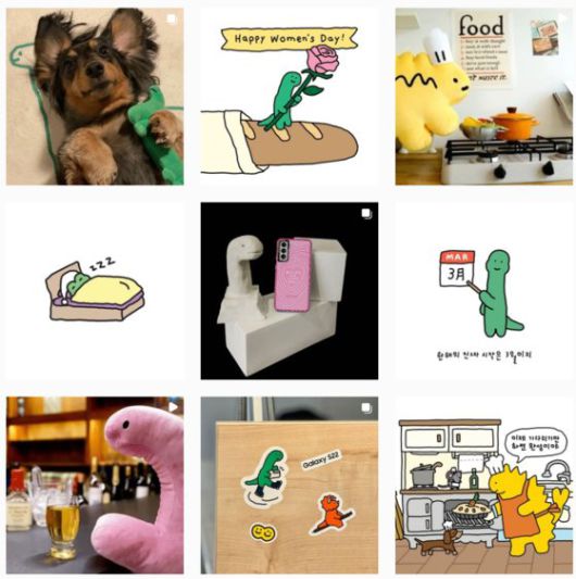 '평범하고 작은 존재에 대한 위로'라는 브랜드 메시지를 다양한 이야기를 풀어나가는 조구만 스튜디오의 인스타그램 피드. ⓒ조구만 스튜디오