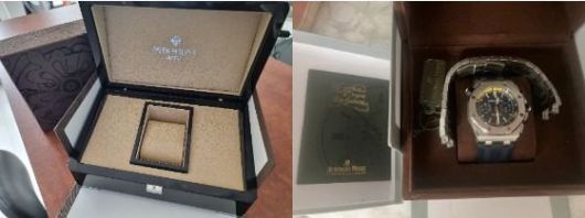 김 고문은 "보증서와 박스가 있다고 해서 안심하면 안된다"고 조언한다. 왼쪽 파텍필립 위조 박스와, 오른쪽 오데마피게 위조 박스. [사진 김한뫼]