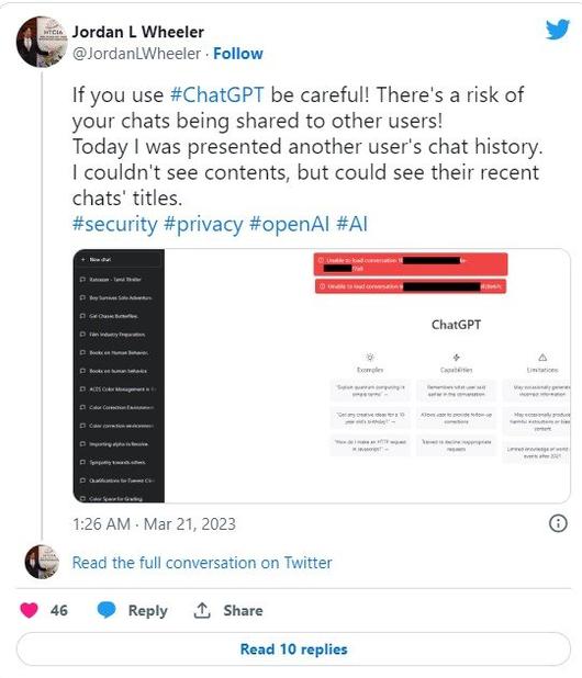 챗GPT 오류를 지적하는 트위터 글. 트위터 캡처