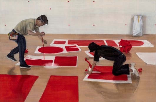 박진아, 빨간 글자 03, 2023, 리넨에 유채, 110x168㎝. 사진 국제갤러리