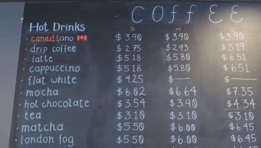 캐나다 한 커피숍이 메뉴판에 ‘아메리카노(Americano)’를 ‘캐나디아노(Canadiano)’라고 고쳐 사용하고 있다. 사진 엑스(X)