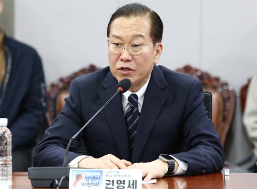 권영세 국민의힘 비상대책위원장이 1일 오후 서울 여의도 국회 의원회관에서 여의도연구원 주최로 열린 '대한민국 정치에 청년이 외친다' 토론회에서 인사말을 하고 있다. 뉴스1