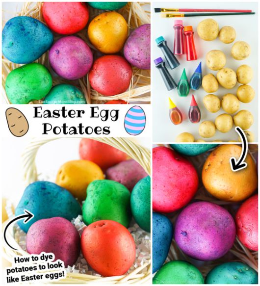 미국에선 부활절을 앞두고 감자 등에 색을 칠해 가격이 폭등한 계란을 대체하는 '가짜 부활절 계란' 만들기가 유행하고 있다. 사진 페이스북 캡처