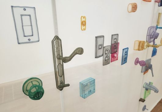 자신이 살았던 집들의 문 손잡이, 전기 스위치 등을 겹쳐 바느질한 서도호의 신작 '완벽한 집: 런던, 호샴, 뉴욕, 베를린, 프로비던스, 서울 2024'. 런던=연합뉴스