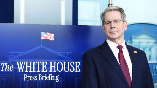 스콧 베센트 미 재무장관이 지난달 말 백악관에서 열린 트럼프 대통령 취임 100일 경제 성과 브리핑에서 발언하고 있다. EPA=연합뉴스