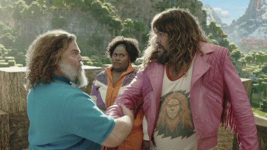 잭 블랙(왼쪽 끝) 등이 출연한 마인크래프트 무비. 캐나다에서 촬영됐다. AP=연합뉴스